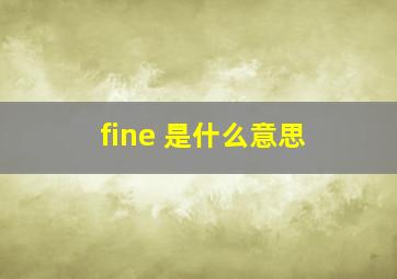 fine 是什么意思